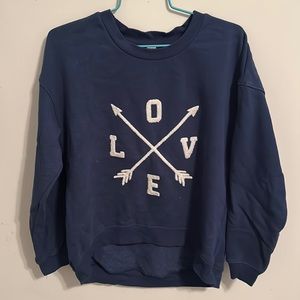 Oversized Teen’s S “Love” Navy Crewneck